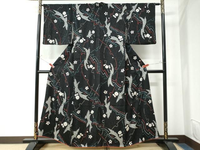 平和屋着物＊夏物　小紋　紗　風景文　洗える着物　AABC6972jd 平和屋着物＊夏物 小紋 紗 切嵌花文 AAAZ8452jd