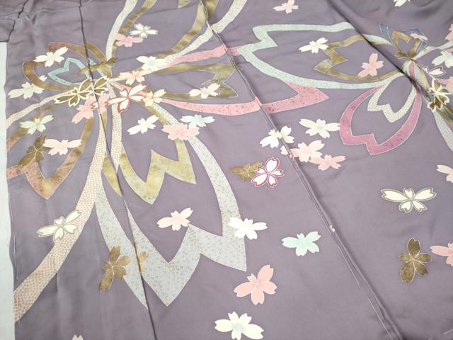 平和屋着物○訪問着 駒刺繍 舞桜文 金彩 仮絵羽 正絹