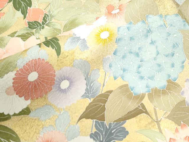 平和屋着物○訪問着 草花文 暈し染め 金彩 正絹 逸品 CAAU3146yc