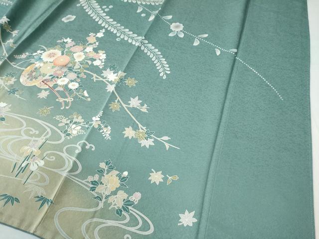 平和屋着物○訪問着 駒刺繍 花車文 金彩 正絹 逸品 CAAW3719vf