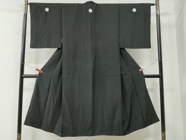 平和屋着物●男性　黒紋付　正絹　逸品　CAAU3166yc