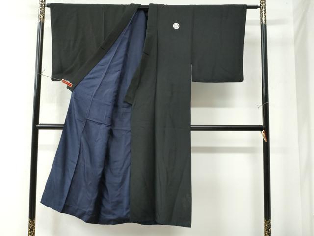 平和屋着物○男性 黒紋付 正絹 逸品 CAAU3166yc