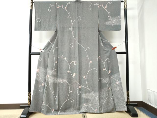 平和屋着物●訪問着　花唐草文　たたき染め　正絹　逸品　CAAU3178yc