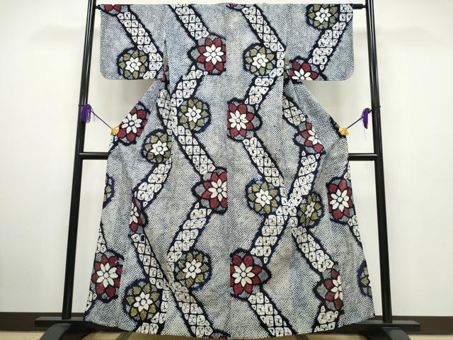 平和屋着物∴夏物　浴衣　有松鳴海絞り　吉祥花文　綿　逸品　CAAU3435ng