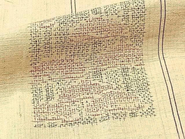 平和屋着物▽結城紬 単衣 幾何学間道 正絹 逸品 CAAU3787xi