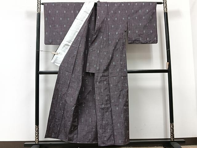 平和屋着物▽上質な紬 単衣 抽象文様 正絹 逸品 CAAU3794xi