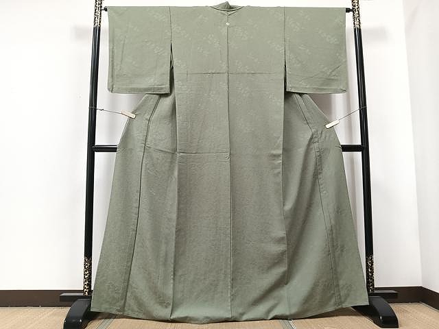 平和屋着物▽上質な色無地　単衣　草花地紋　深川鼠色　正絹　逸品　CAAU3801xi 平和屋着物▽上質な色無地 単衣 草花地紋 深川鼠色 正絹