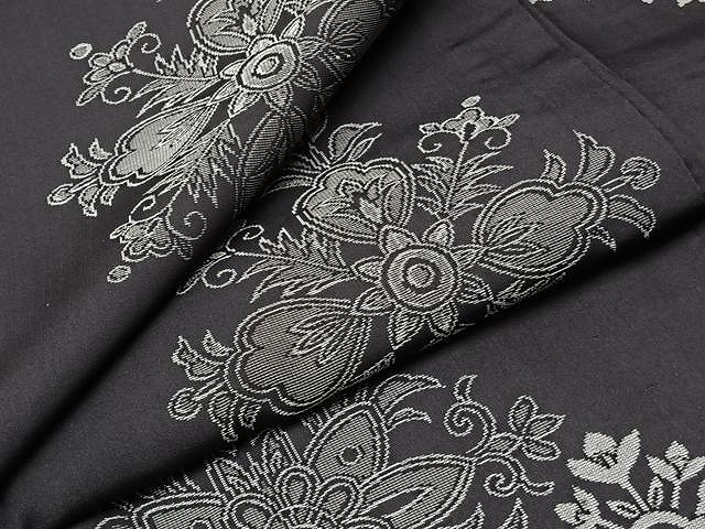 平和屋着物▽上質なお召　単衣　風通織　正倉院花文　正絹　逸品　CAAU3806xi