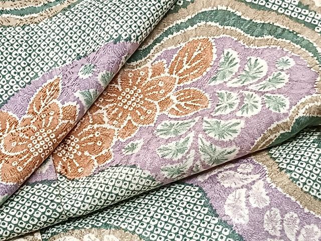 平和屋着物▽上質な小紋　単衣　道長花文　正絹　逸品　CAAU3807xi