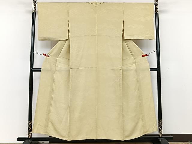 平和屋着物▽上質な色無地 単衣 松葉地紋 枯色 正絹 逸品 CAAU3813xi