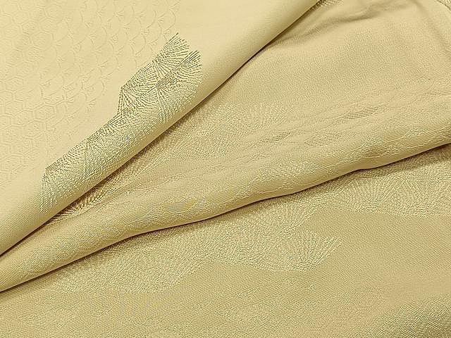 平和屋着物▽上質な色無地　単衣　松葉地紋　枯色　正絹　逸品　CAAU3813xi