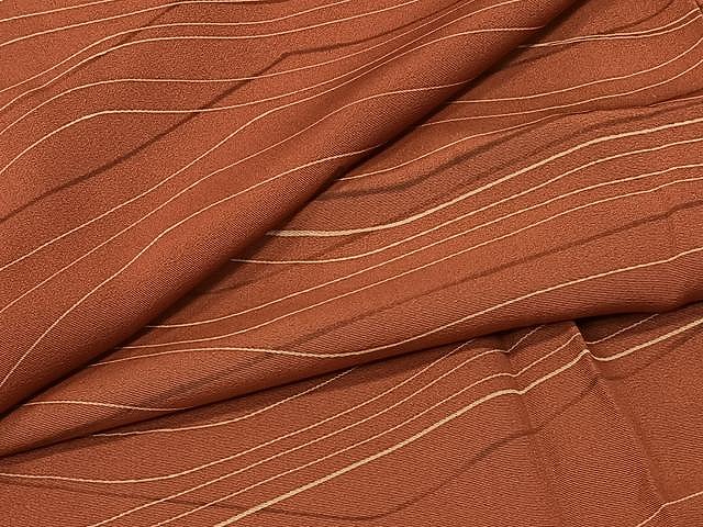 平和屋着物▽上質な小紋　単衣　変わり縞　正絹　逸品　CAAU3818xi