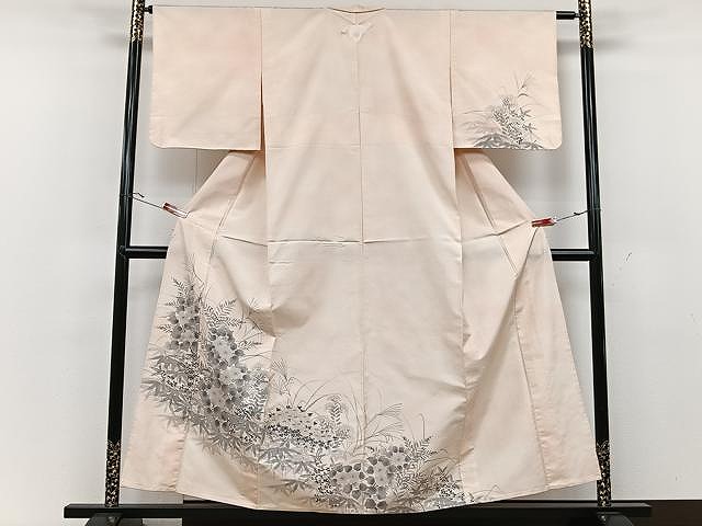 平和屋着物▽訪問着 単衣 草花文 手描き 正絹 逸品 DAAS0154az