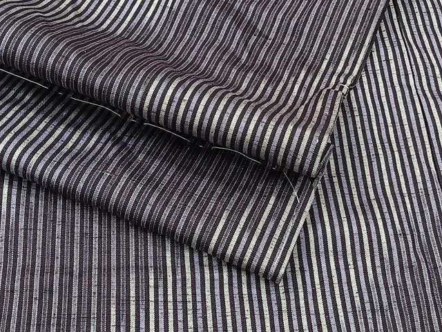 平和屋着物▽上質な紬　単衣　斜線間道　正絹　逸品　CAAU3846xi