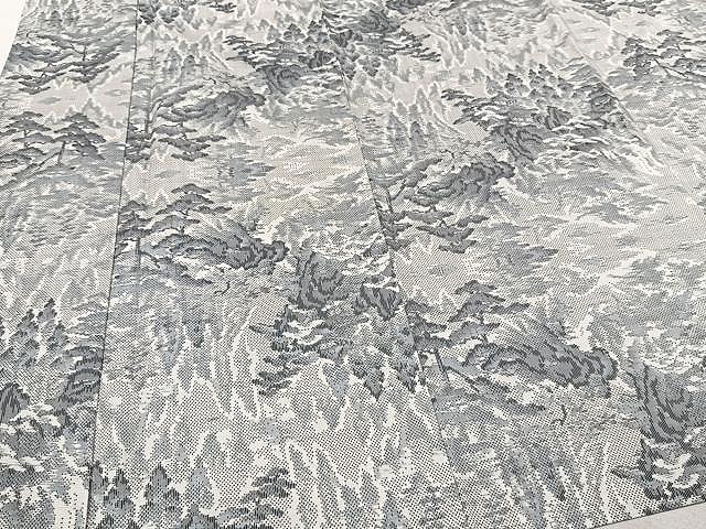 平和屋着物▽都喜ヱ門　本場大島紬　単衣　白大島　7マルキ　樹林文　総絣　藤絹織物謹製　正絹　逸品　CAAU3850xi 平和屋着物▽都喜ヱ門 本場大島紬 単衣 白大島 7マルキ