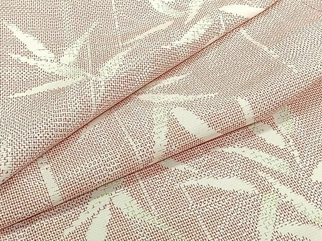 平和屋着物▽上質な紬　単衣　笹竹文　正絹　逸品　CAAU3856xi