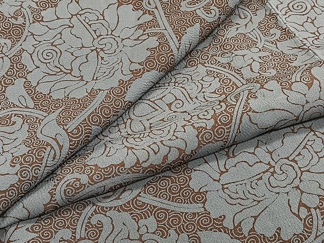 平和屋着物▽上質な小紋　単衣　花唐草文　正絹　逸品　CAAU3864xi