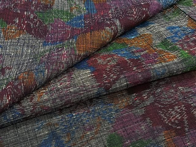 平和屋着物▽上質な紬　単衣　舞葉文　正絹　逸品　CAAU3891xi