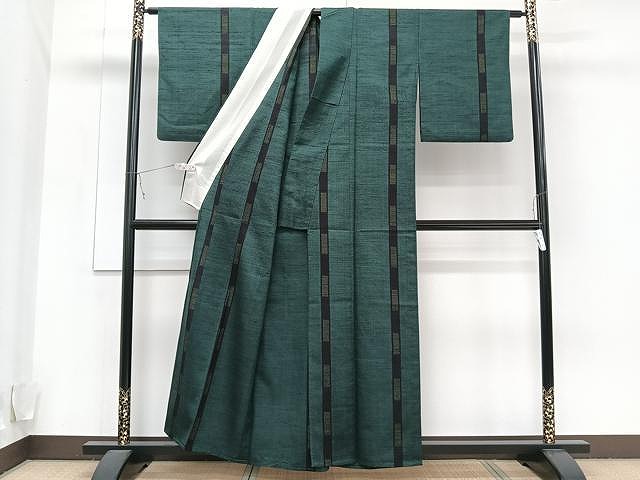 平和屋着物▽上質な紬　単衣　縞　正絹　逸品　CAAU3894xi 平和屋着物▽上質な紬 単衣 縞 正絹 逸品 CAAU3894xi