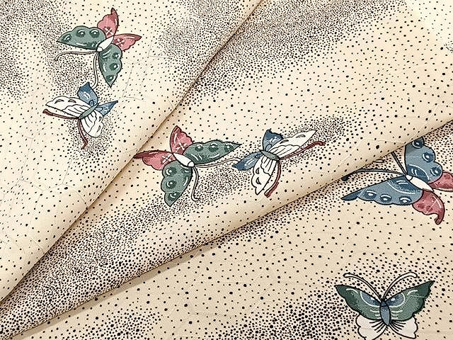 平和屋着物▽上質な小紋　単衣　舞蝶文　正絹　逸品　CAAU3896xi