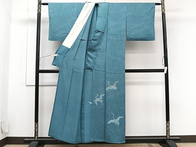 平和屋着物▽色留訪問着　単衣　飛鶴文　正絹　逸品　CAAU3919xi_1
