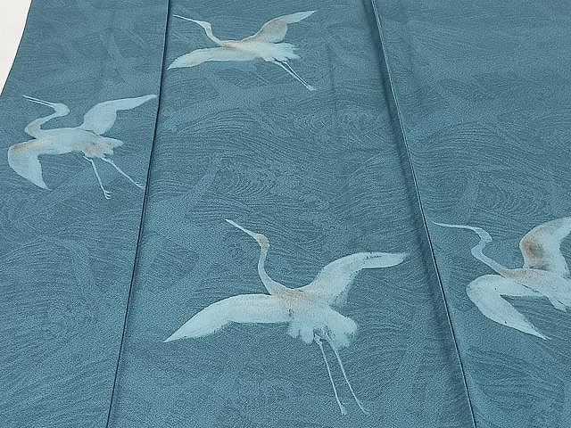 平和屋着物▽色留訪問着　単衣　飛鶴文　正絹　逸品　CAAU3919xi_2