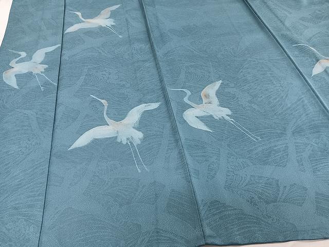 平和屋着物▽色留訪問着　単衣　飛鶴文　正絹　逸品　CAAU3919xi_3