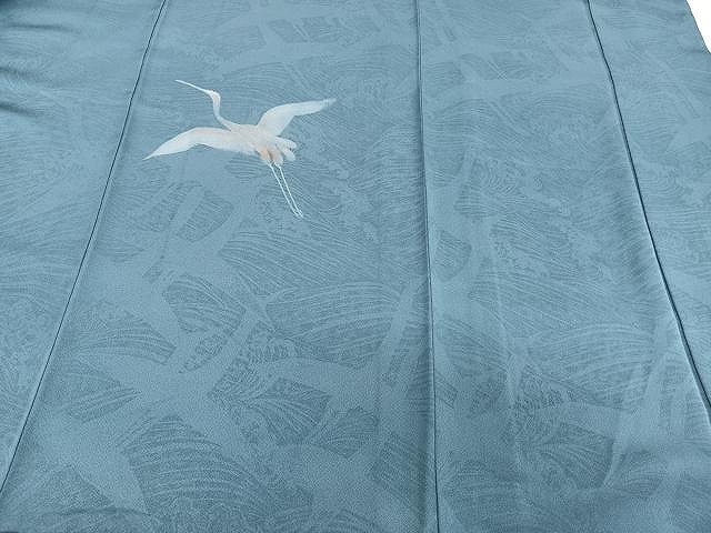 平和屋着物▽色留訪問着 単衣 飛鶴文 正絹 逸品 CAAU3919xi