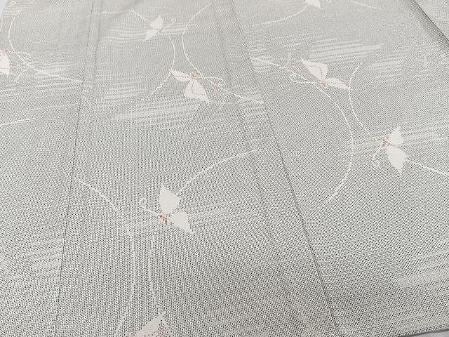 平和屋着物▽本塩沢 単衣 110亀甲 舞蝶文 正絹 逸品 CAAU3924xi