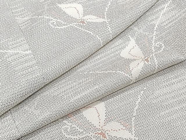 平和屋着物▽本塩沢　単衣　110亀甲　舞蝶文　正絹　逸品　CAAU3924xi