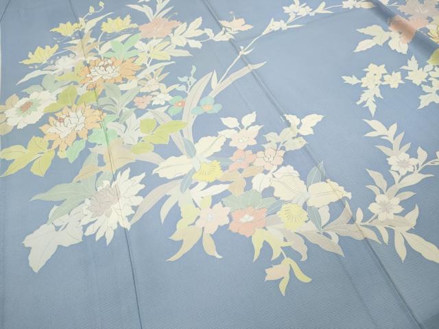 平和屋着物○創業460年・千總 訪問着 刺繍 雲取り草花文