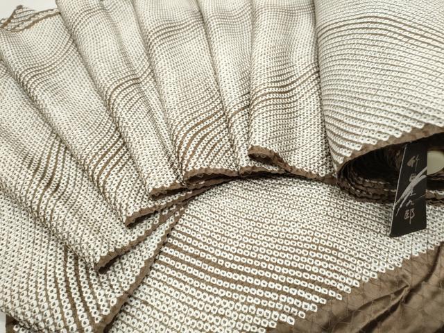 4157 ファッション 正絹 総絞り 黄金色 反物