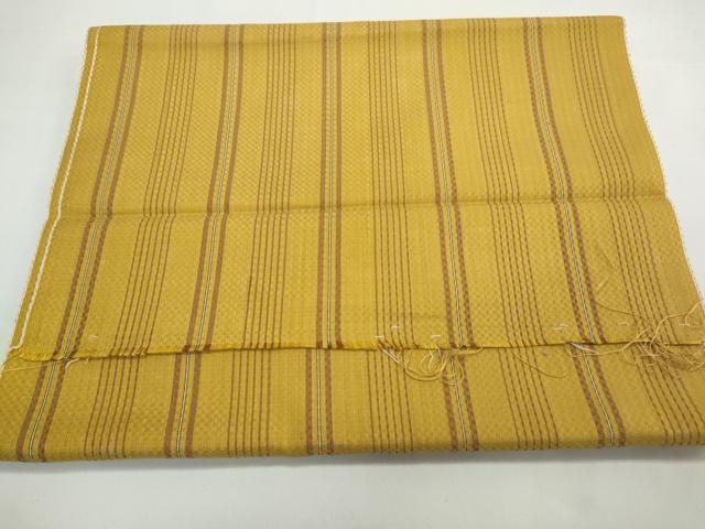 平和屋着物○本場黄八丈 市松綾織 紬 反物 縞 着尺 逸品 未使用