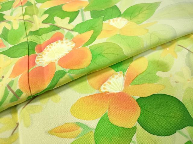 平和屋着物▽訪問着 単衣 手描き 草花文 暈し染め 正絹 逸品
