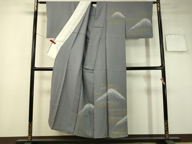 平和屋着物▽訪問着 単衣 絞り 刺繍 遠山箔散らし 金彩 正絹 逸品