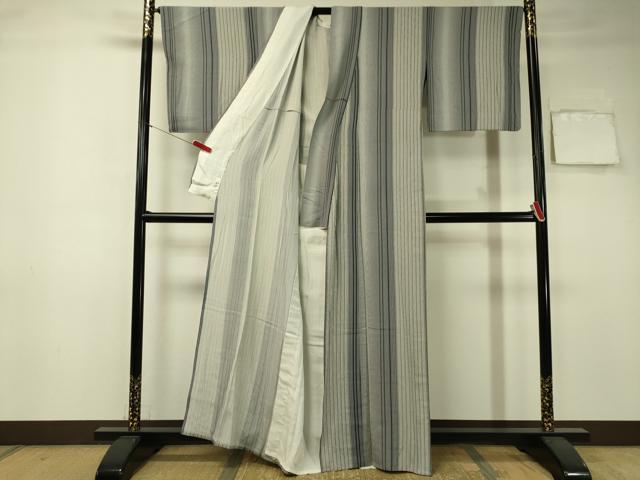 平和屋着物○上質なお召 縞 正絹 逸品 CABA1866ut