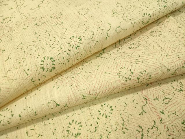 平和屋着物▽上質な紬　単衣　切嵌花文　正絹　逸品　CAAU5472vp