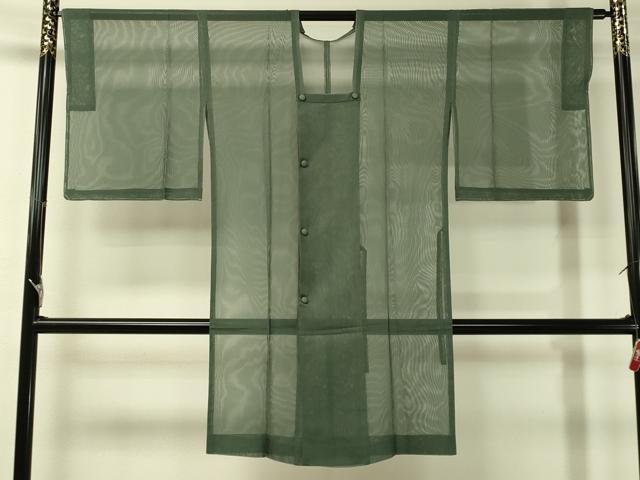 平和屋着物▽道行コート　スリーシーズン　春夏秋　塵除け　紗　ロング丈　青鈍色　正絹　逸品　未使用　CAAU5592vp