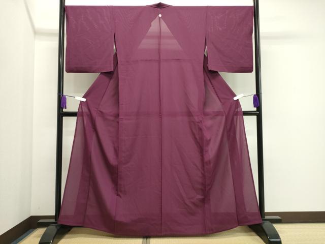 平和屋着物＊夏物　色無地　絽　堅牢染　暗紅色　反端付き　正絹　逸品　CAAU8941gh 平和屋着物＊夏物 色無地 絽 堅牢染 暗紅色 反端付き 正絹