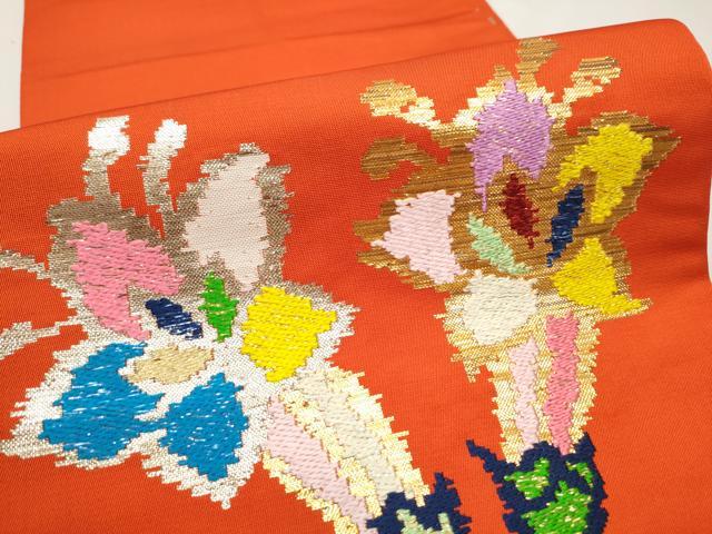 平和屋着物●龍村平蔵製　六通柄　本袋帯　モール房文　金銀糸　正絹　逸品　CAAU9217hy 平和屋着物○龍村平蔵製 六通柄 本袋帯 モール房文 金