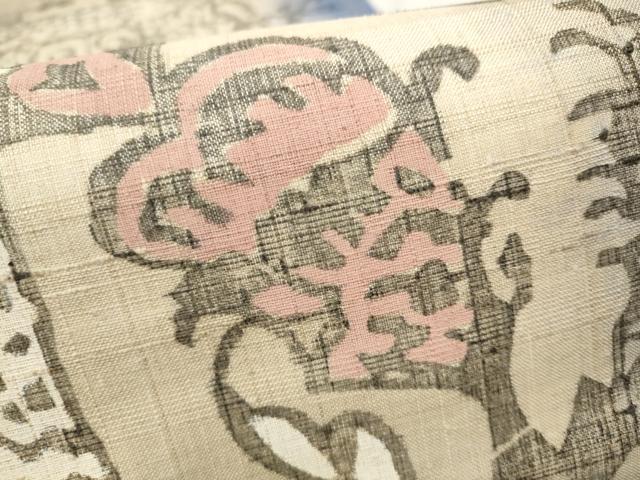 平和屋着物○六通柄袋帯 生紬 型染め 正倉院花