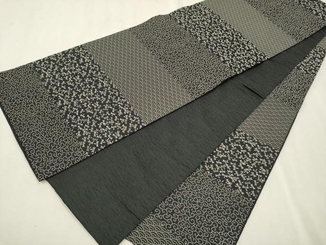 平和屋着物●全通柄　京袋帯　トンボ　唐草　青海波　黒地　CAAU9279hy