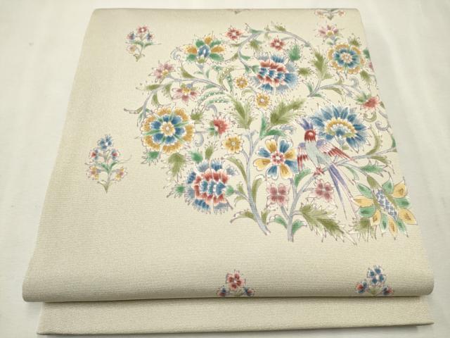 平和屋着物●太鼓柄袋帯　作家物　更紗花唐草文　正絹　逸品　CAAU9479hy