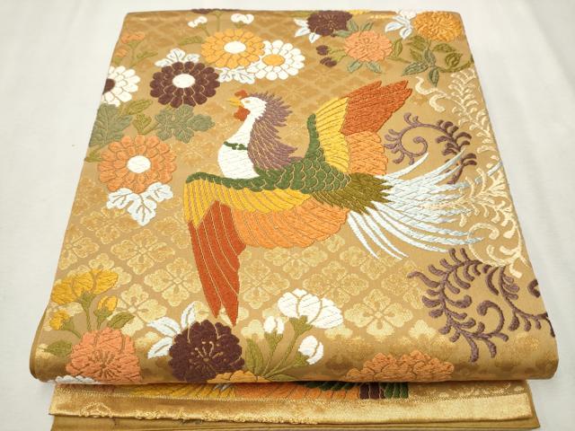 平和屋着物●西陣　河合美術織物謹製　六通柄袋帯　唐織　鳳凰花文　金糸　正絹　逸品　CAAU9499hy