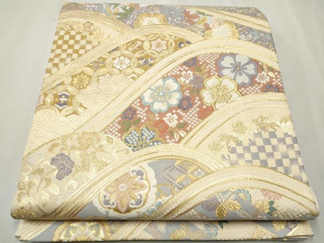 平和屋着物●六通柄袋帯　唐織　彩逸至宝　金糸　正絹　逸品　CAAU9521hy