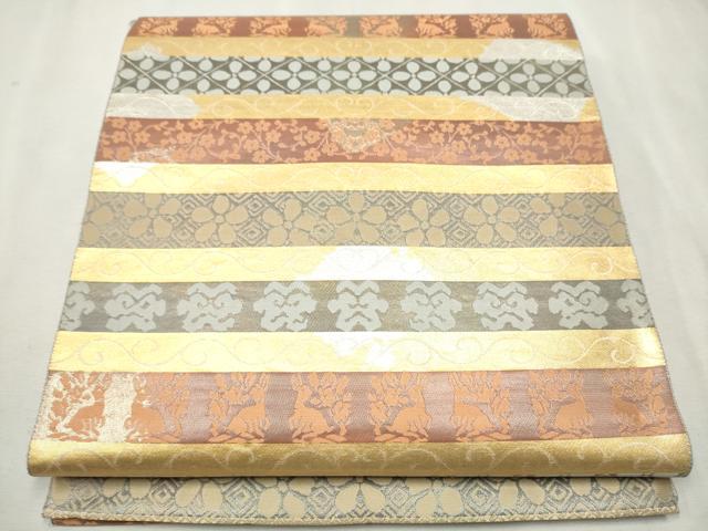 着物屋こころ■極上　川島織物　六通柄　本袋帯　花丸文　金糸　逸品　ｊ795 着物屋こころ□極上 川島織物 六通柄 本袋帯 割付色紙文 金糸