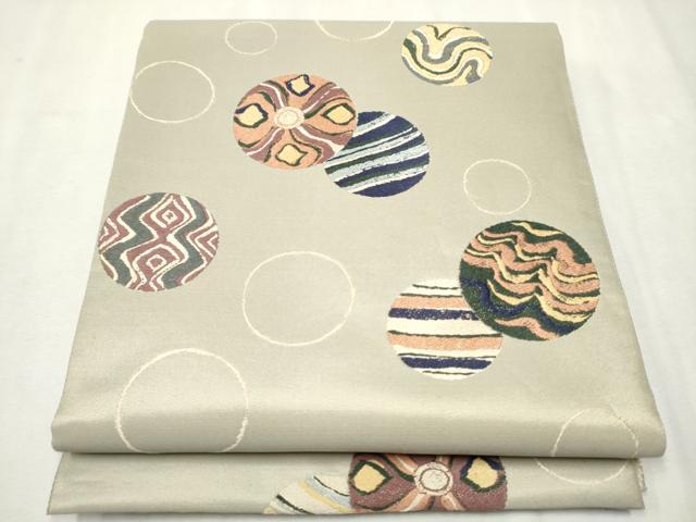 平和屋着物●六通柄袋帯　唐織　吉祥丸文　金通し地　正絹　逸品　CAAU9524hy