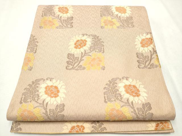 平和屋着物●六通柄袋帯　唐織　草花文　正絹　逸品　CAAU9531hy