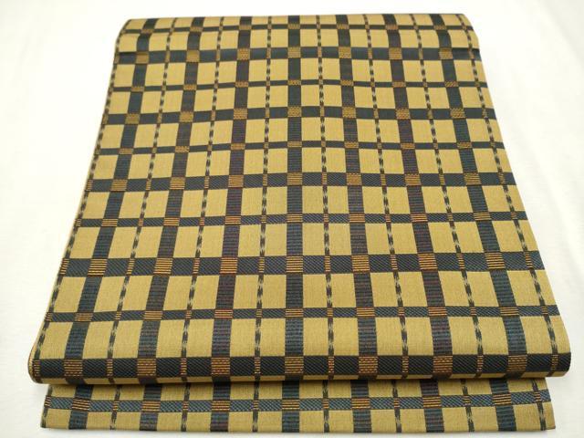 平和屋着物○両面 全通柄袋帯 格子柄 正絹 逸品 CAAU9542hy