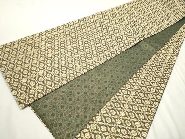 平和屋着物●両面　全通柄袋帯　菱花文　正絹　逸品　CAAU9551hy